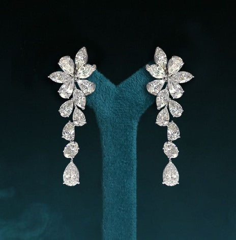 Stunning Pear Cut White Sapphire Drop Earrings