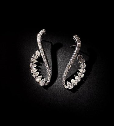 Pear Cut White Sapphire Cuff Earrings