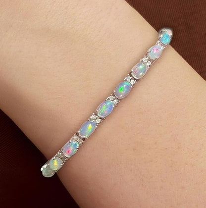 Oval Cut Opal Tennis Bracelet