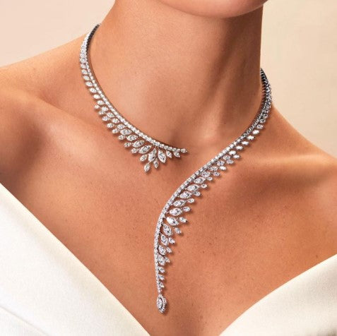 Open Marquise White Sapphire Necklace