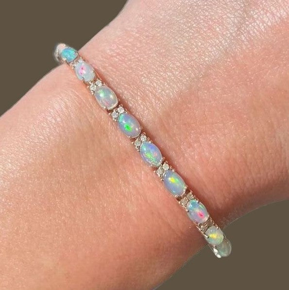 Oval Cut Opal Tennis Bracelet