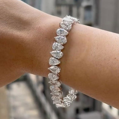 Classic White Sapphire Pear-Cut Tennis Bracelet