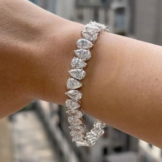 Classic White Sapphire Pear-Cut Tennis Bracelet