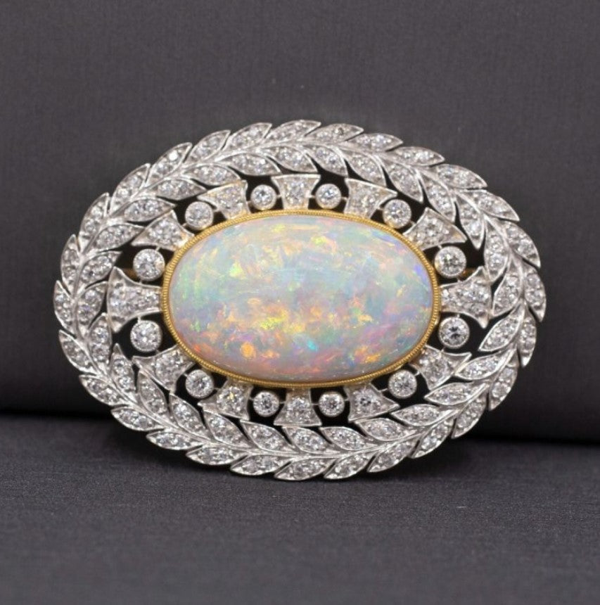 Two-Tone Antique Oval Opal Brooch