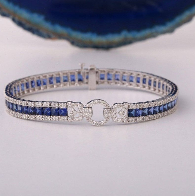 Radiant Cut Blue Sapphire Tennis Bracelet