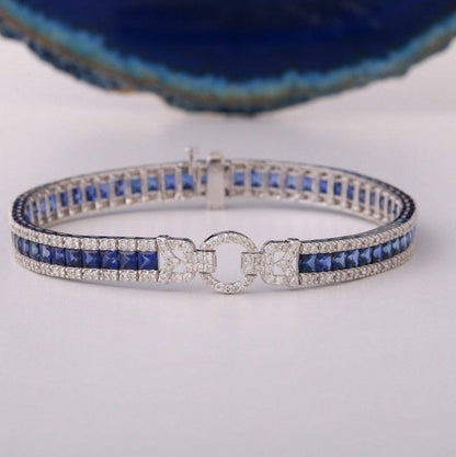 Radiant Cut Blue Sapphire Tennis Bracelet