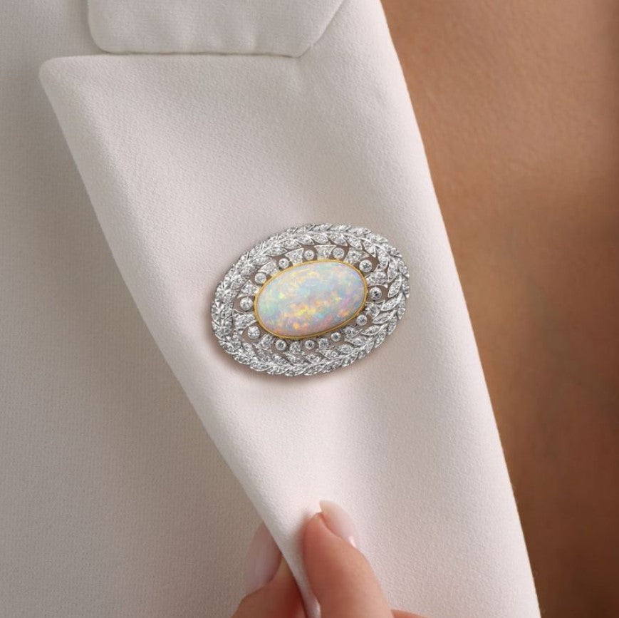 Two-Tone Antique Oval Opal Brooch