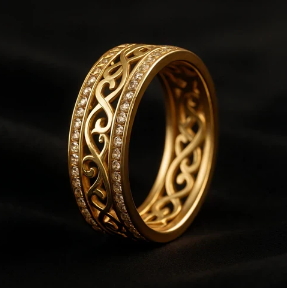 Bright hollow gold ring
