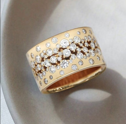 Golden Round Cut White Sapphire Ring for Women