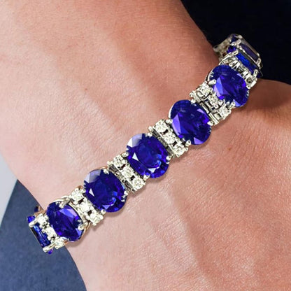 Oval & Round Cut Blue Tanzanite Bracelet