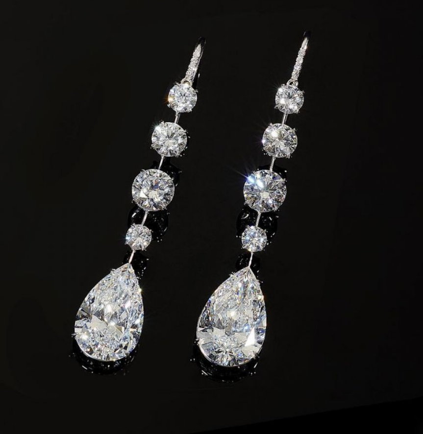 Elegant Pear & Round Cut Drop Earrings