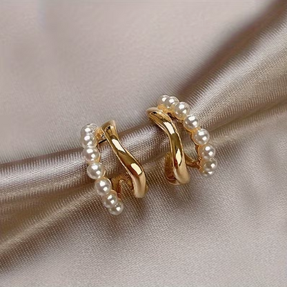 Luminous Pearl Crest Hoop Earrings