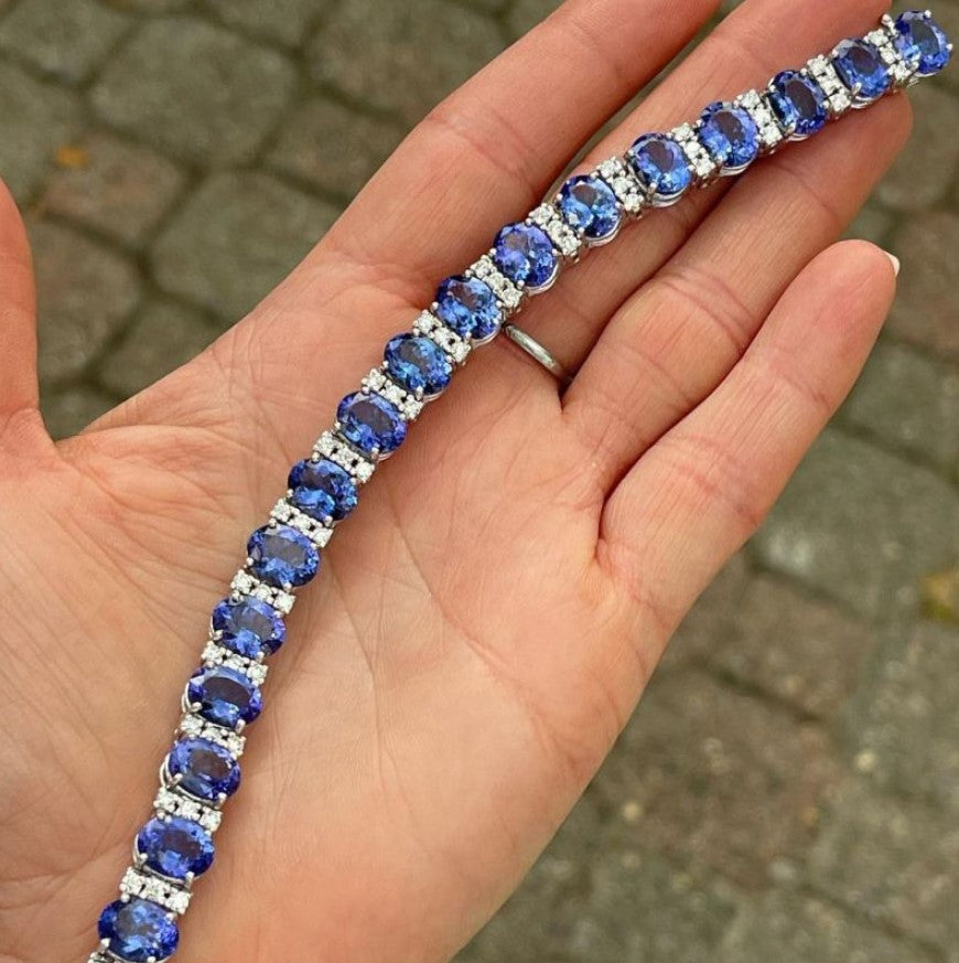 Oval & Round Cut Blue Tanzanite Bracelet