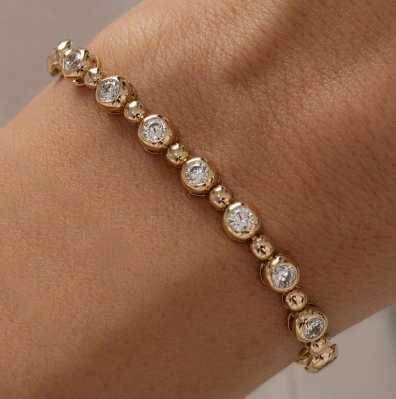 Golden Round Cut White Sapphire Bracelet