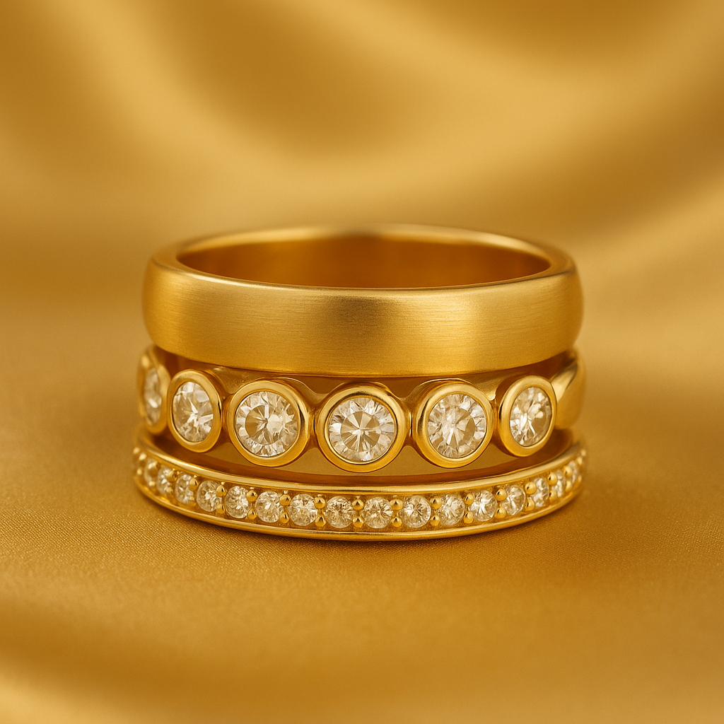 Forged Brilliant Gold Ring Set