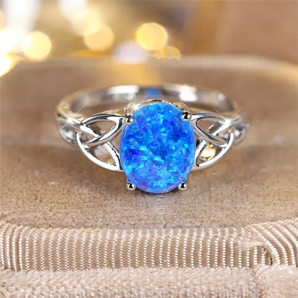 Blue Opal Vintage Silver Ring