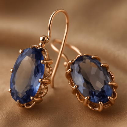 Classic Blue Zircon Vintage Earrings