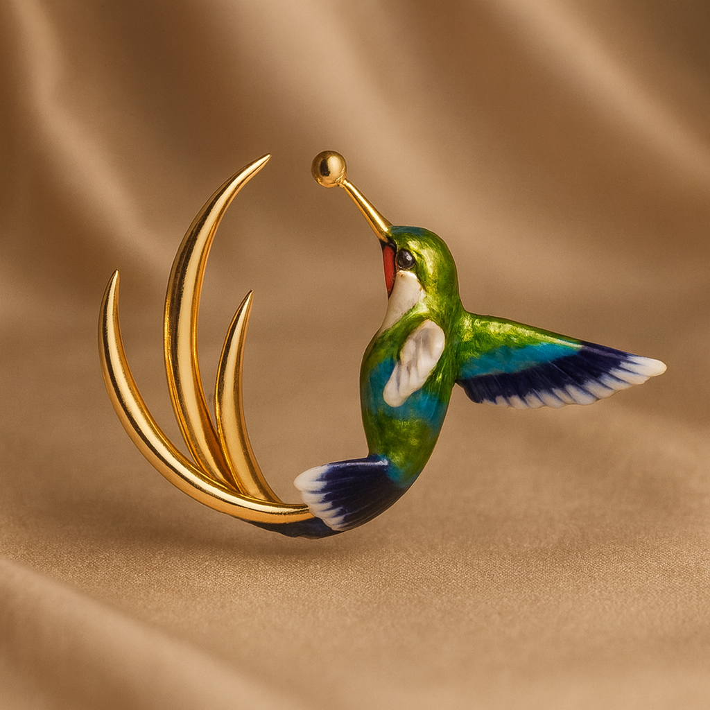 Luxe Enamel Hummingbird Hoop Earrings