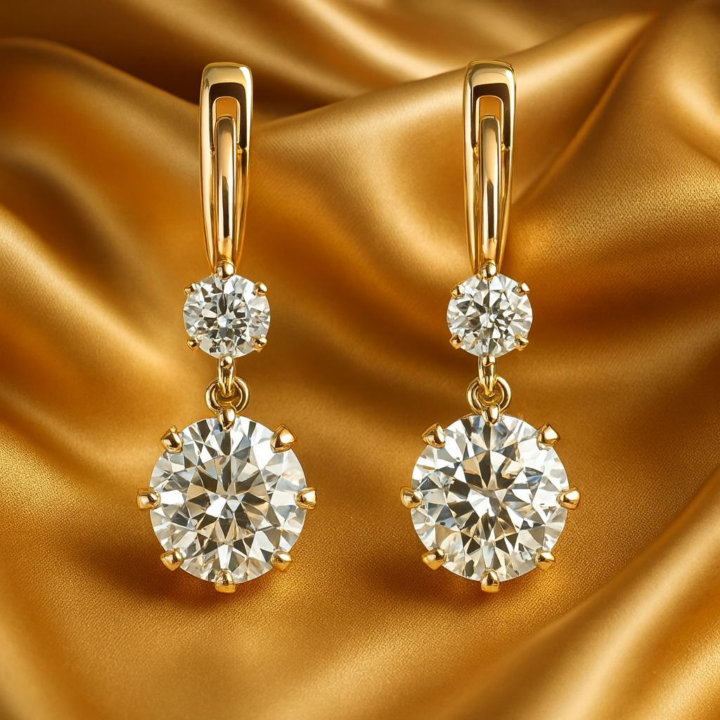 ヴィンテージゴールド＆ジルコニアピアス