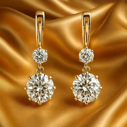 ヴィンテージゴールド＆ジルコニアピアス