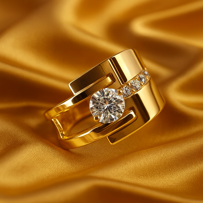 Irregular Zirconia Vintage Gold Ring