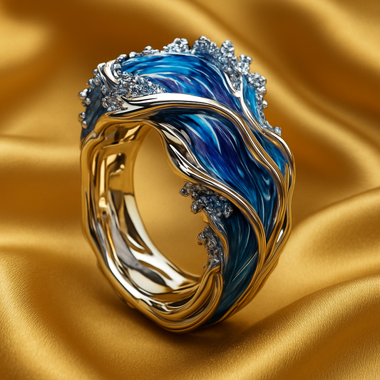 Luxe Golden Ocean Wave Ring