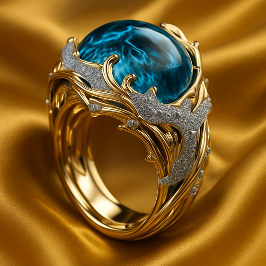 Ocean Blue Vintage Crystal Ring