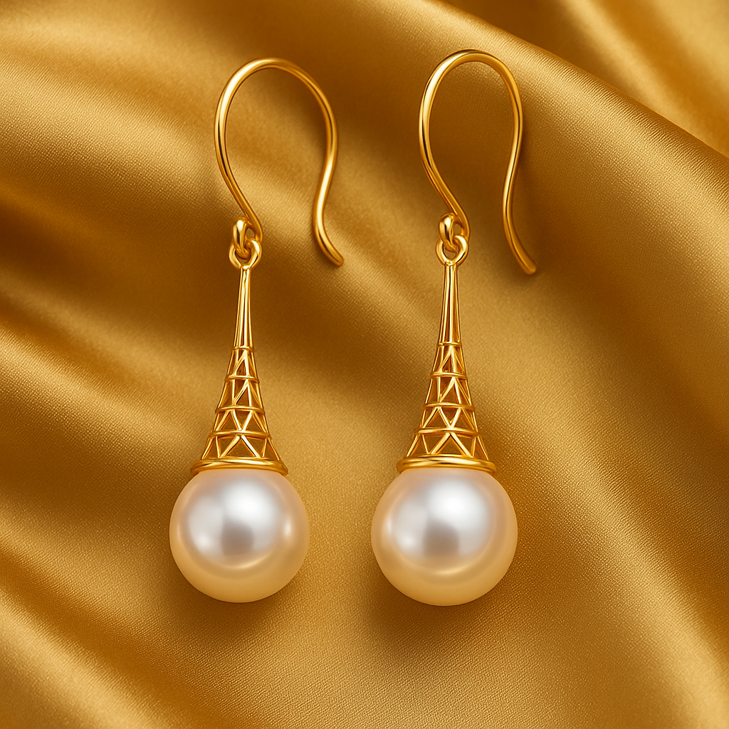 Elegant Golden Pearl Earings