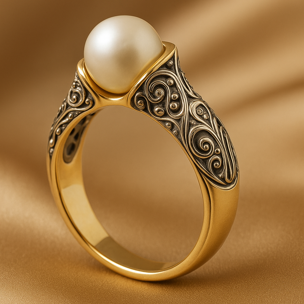 Vintage Gold Ring with Pearl