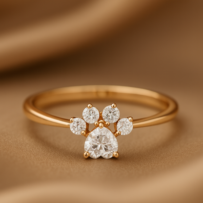 Zirconia Paw Statement Ring