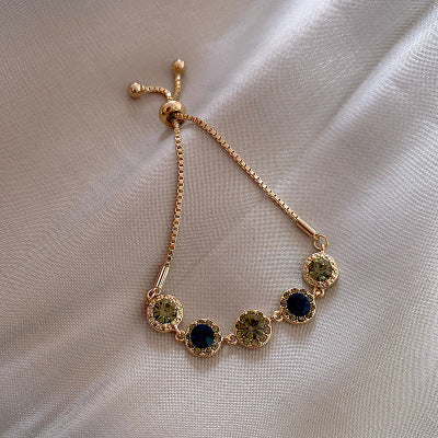 1+1 Offer: Green Crystals Bracelet in Gold