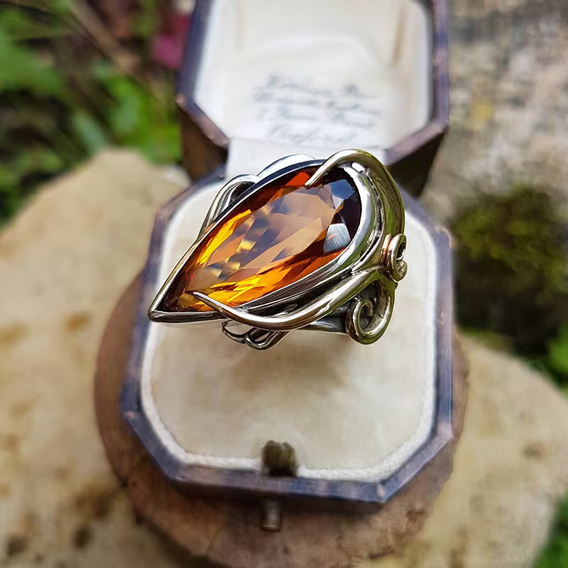 Amber Flame Heirloom Statement Ring
