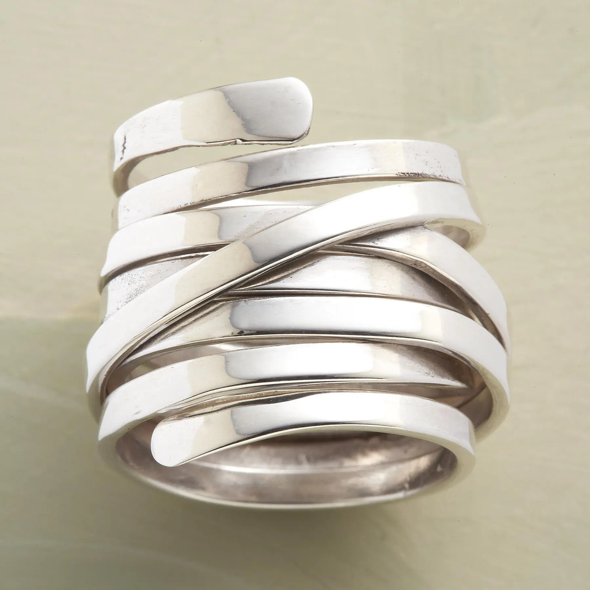 Silver multi band wrap ring