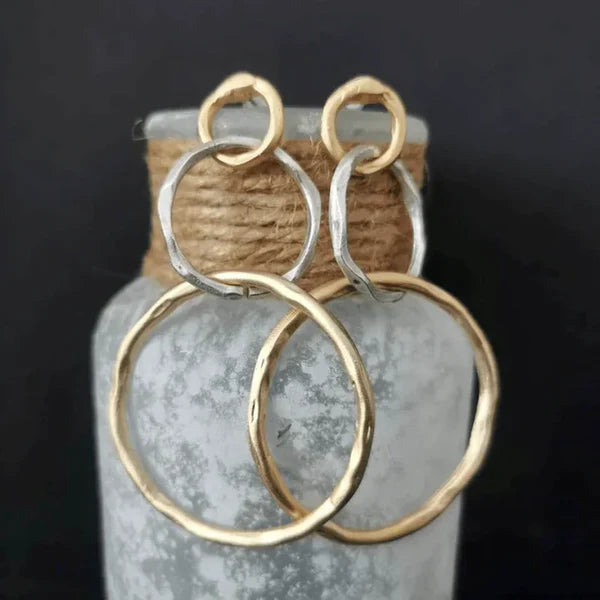 1+1 Offer: Elena - Vintage silver ring with gold plating + Vintage Hoop Earrings in Gold and Silver