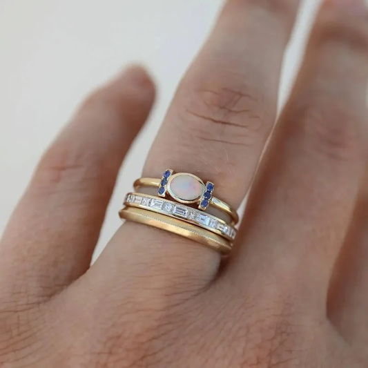 Gold stacked bezel ring set
