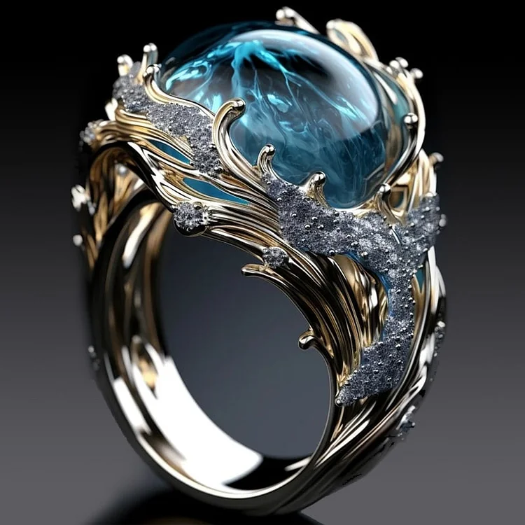 Ocean Blue Vintage Crystal Ring