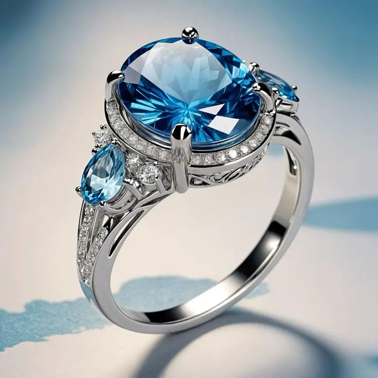 Luxe Silver Blue Crystal Ring
