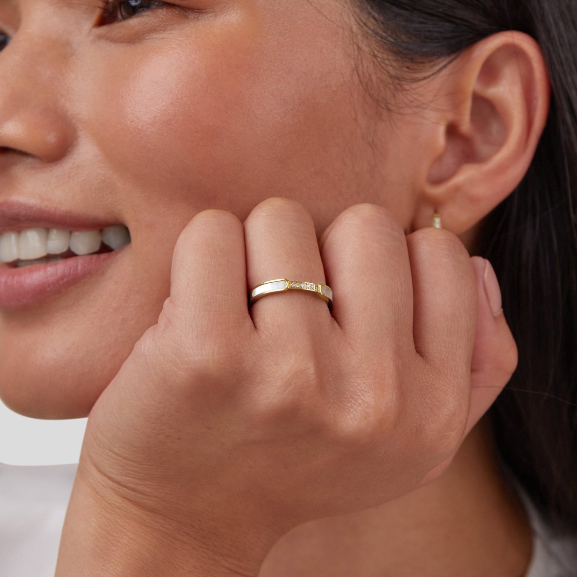 Gold inlay band ring