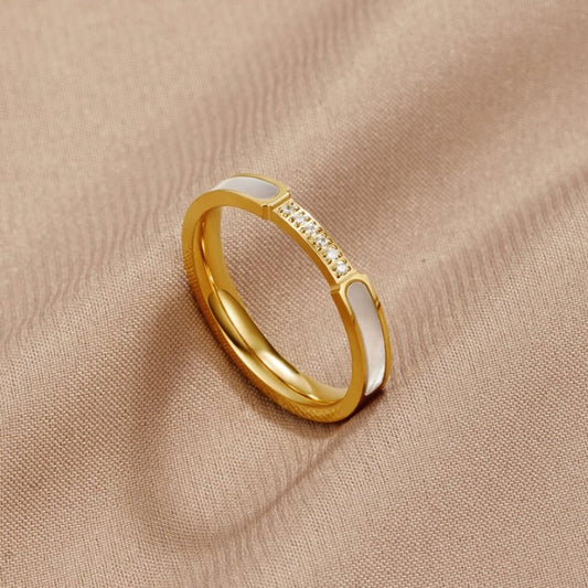 Gold inlay band ring