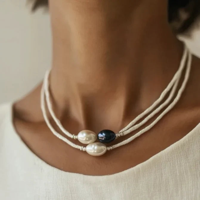 Monochrome Pearl Statement Necklace